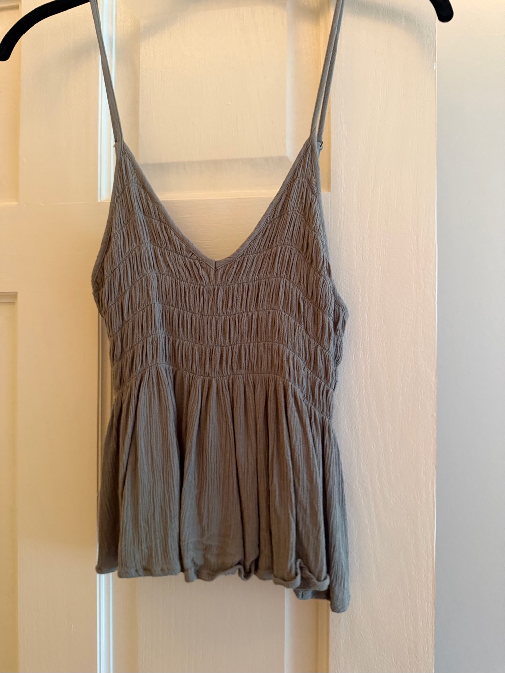 Ocean Drive Gray Smocked V-Neck Spaghetti Strap Camisole